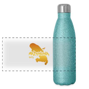 Madinina 972 gold design - Gourde isotherme panoramique pailletée 500 ml - paillettes bleues - Devant