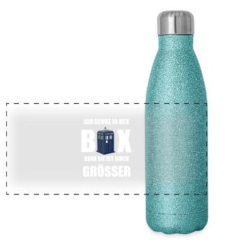 Sie ist innen grösser - Panorama Glitzer Isolierflasche 500 ml - Blau Glitzer - Vorne