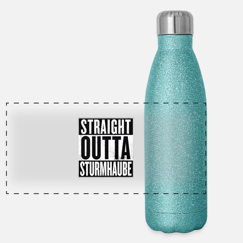 Straight Outta Sturmhaube Panorama Glitzer Isolierflasche 500 ml