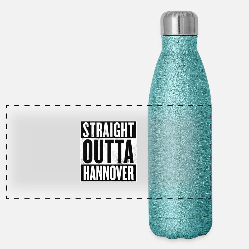 Straight Outta Hannover - Panorama Glitzer Isolierflasche 500 ml - Blau Glitzer