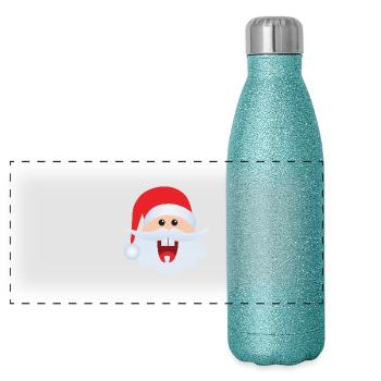 Funny Santa Claus! Funny Santa Claus - Panorama Glitzer Isolierflasche 500 ml - Blau Glitzer - Vorne