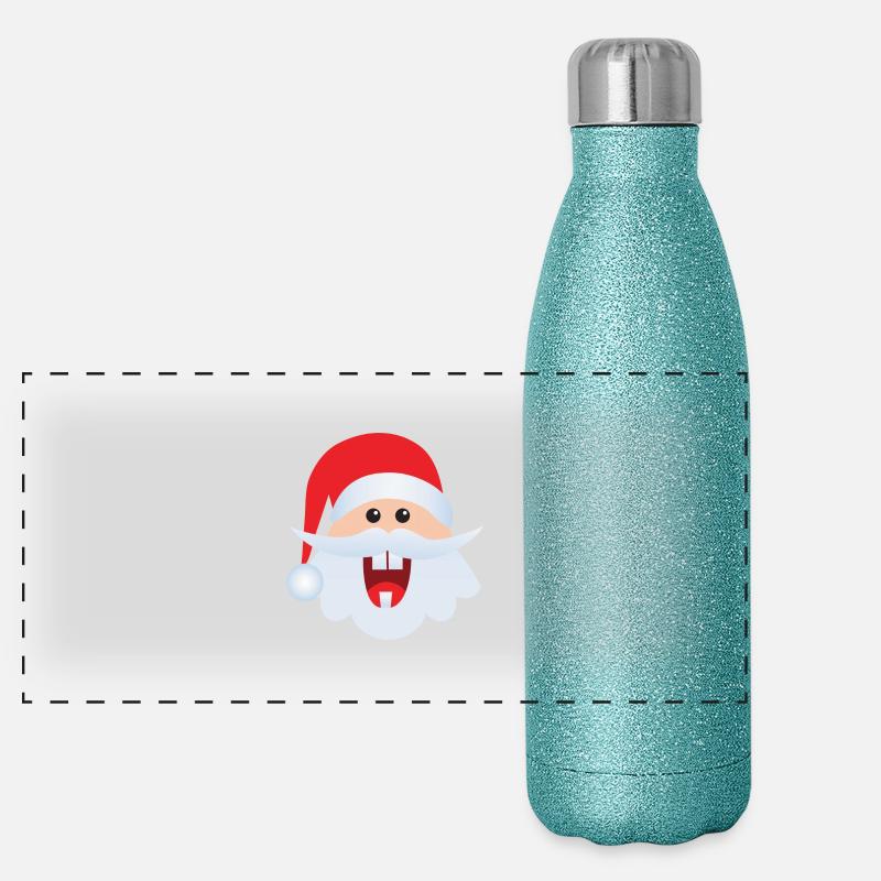 Funny Santa Claus! Funny Santa Claus - Panorama Glitzer Isolierflasche 500 ml - Blau Glitzer