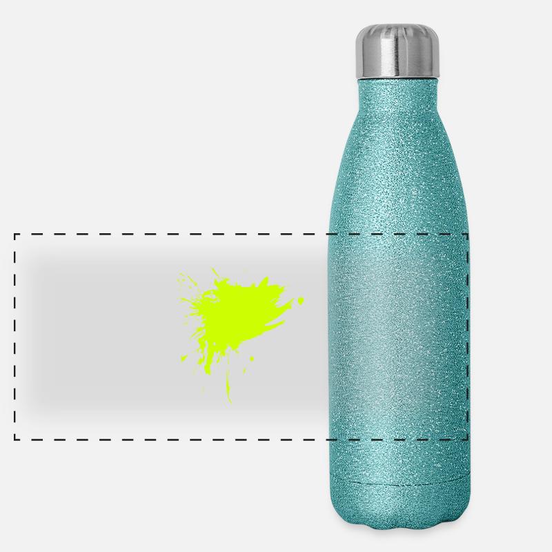 Peinture tache éclaboussée de saleté jaune sale Gourde isotherme panoramique pailletée 500 ml