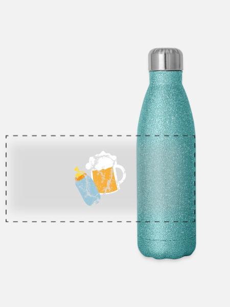 1. Vatertag - Panorama Glitzer Isolierflasche 500 ml - Blau Glitzer - Vorne