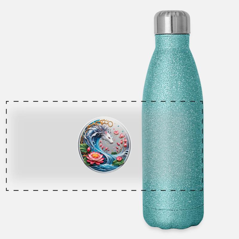 Asiatischer Drachen Panorama Glitzer Isolierflasche 500 ml
