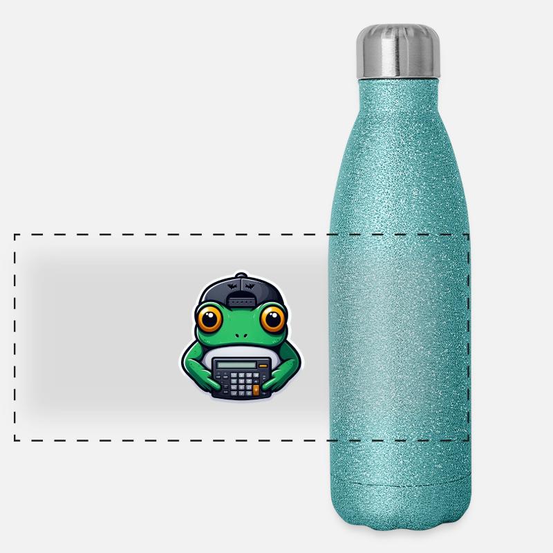Grenouille avec calculatrice Gourde isotherme panoramique pailletée 500 ml