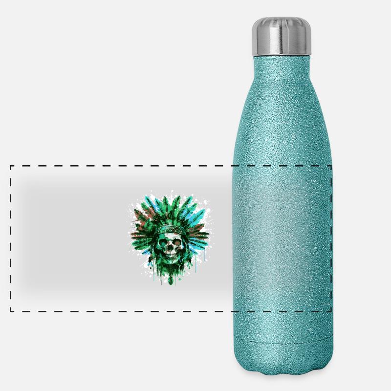 Indian Skull Chief Panoramic Glitter Thermal Bottle 500 ml