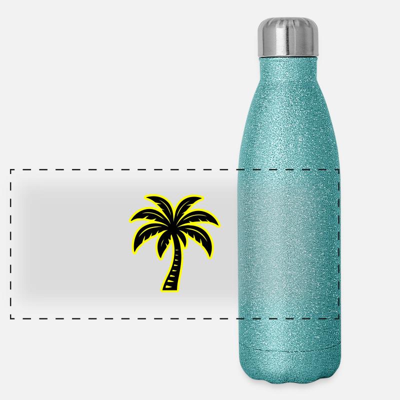 Palm Tree Icon Panoramic Glitter Thermal Bottle 500 ml