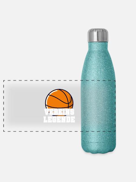 Basketball Vereinslegende Auszeichnung - Panorama Glitzer Isolierflasche 500 ml - Blau Glitzer - Vorne