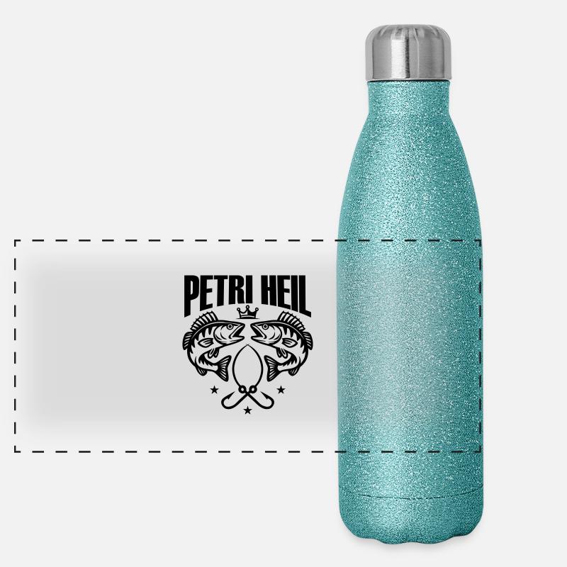 Petri Heil Fischen Panorama Glitzer Isolierflasche 500 ml