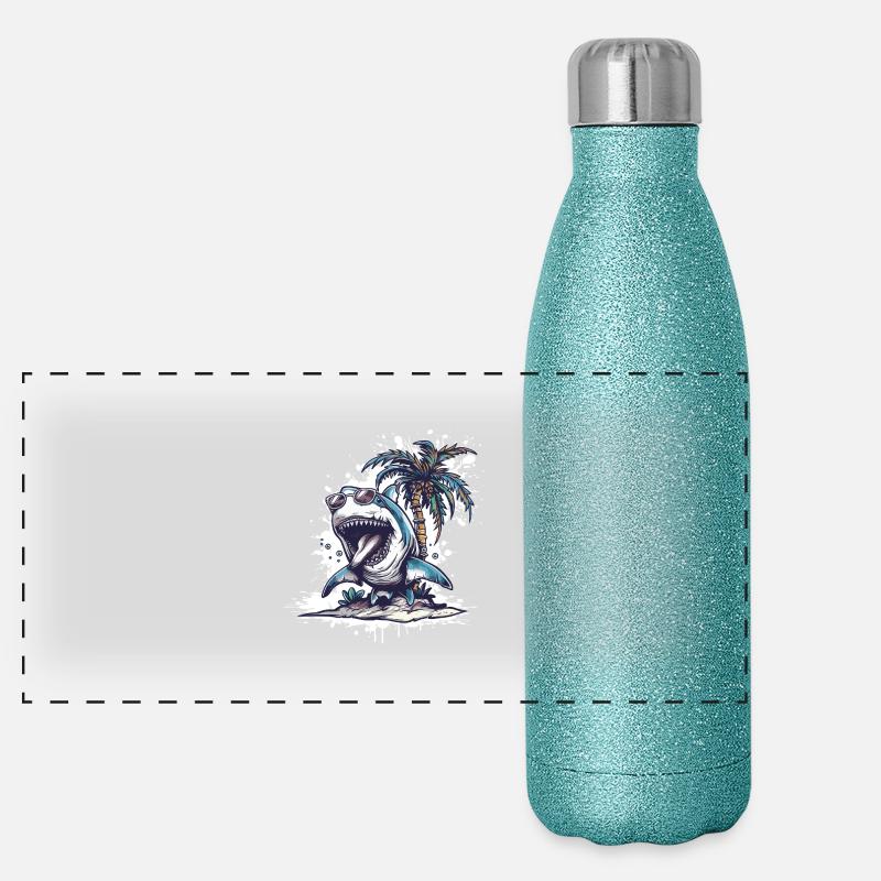 Palmier de l’île aux requins Gourde isotherme panoramique pailletée 500 ml