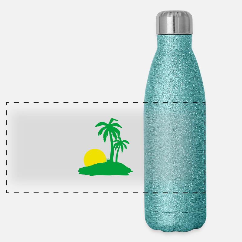 Palmen Sonne Strand Panorama Glitzer Isolierflasche 500 ml