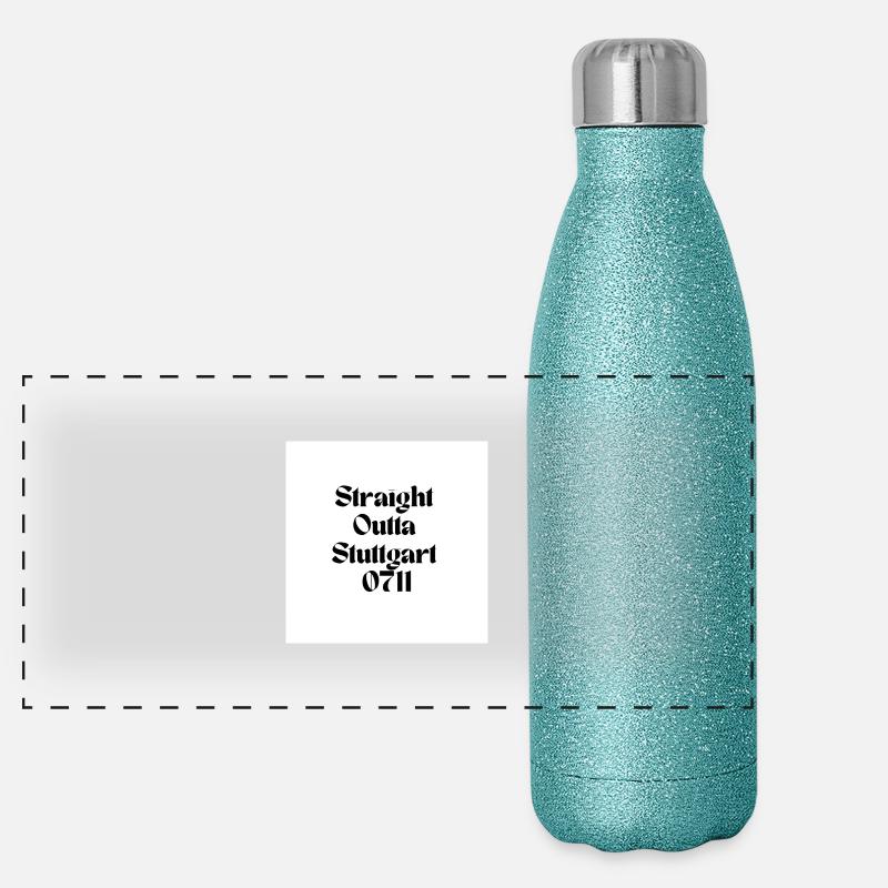 Straight outta Stuttgart - Panorama Glitzer Isolierflasche 500 ml - Blau Glitzer