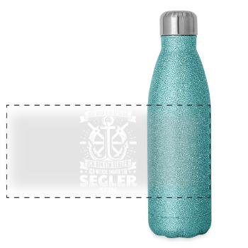 Sailing sails Sailing sails - Panoramic Glitter Thermal Bottle 500 ml - blue glitter - Front