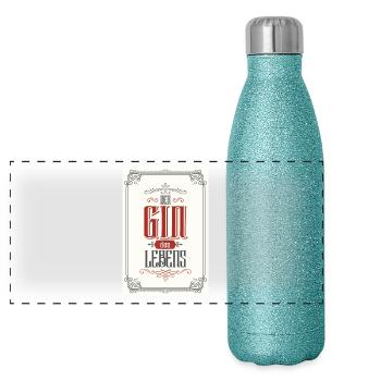 Le gin de la vie affiche - Gourde isotherme panoramique pailletée 500 ml - paillettes bleues - Devant