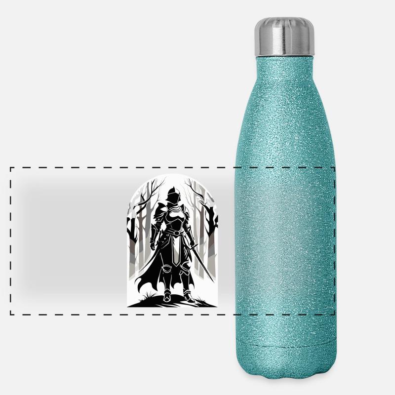 Ritter - Mittelalter Design Panorama Glitzer Isolierflasche 500 ml