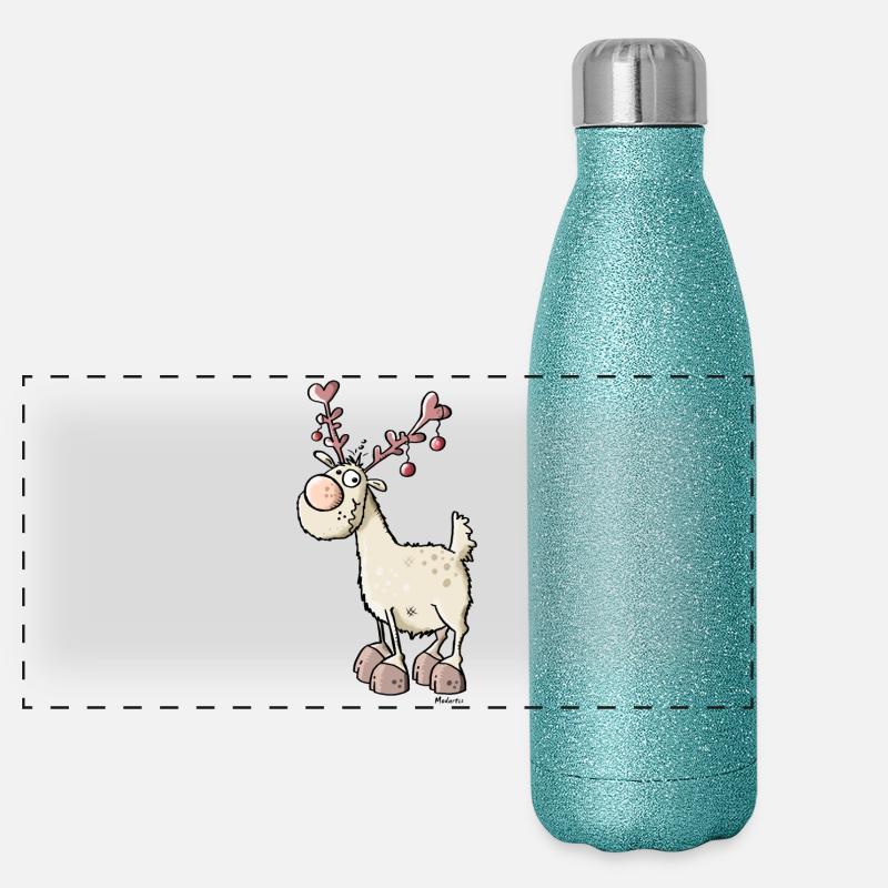 Rennes de Noël Gourde isotherme panoramique pailletée 500 ml