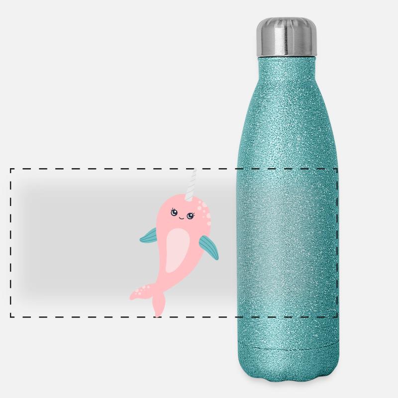 Meereseinhorn Narwal Panorama Glitzer Isolierflasche 500 ml