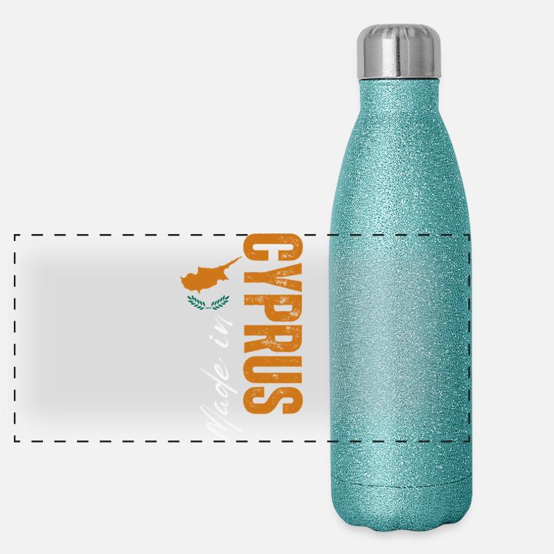 Fabriqué à Chypre, design vertical Gourde isotherme panoramique pailletée 500 ml