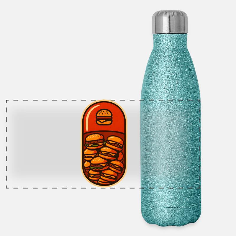 Lustiges Hamburger Stack Lover Design Panorama Glitzer Isolierflasche 500 ml