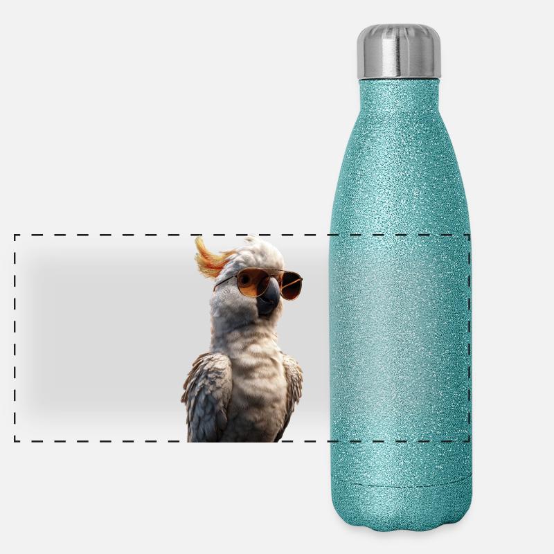 Parrot Macaw Parakeet Cockatoo Lover Parrots Panoramic Glitter Thermal Bottle 500 ml