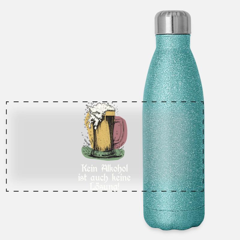 Lustiger Bier Spruch Panorama Glitzer Isolierflasche 500 ml