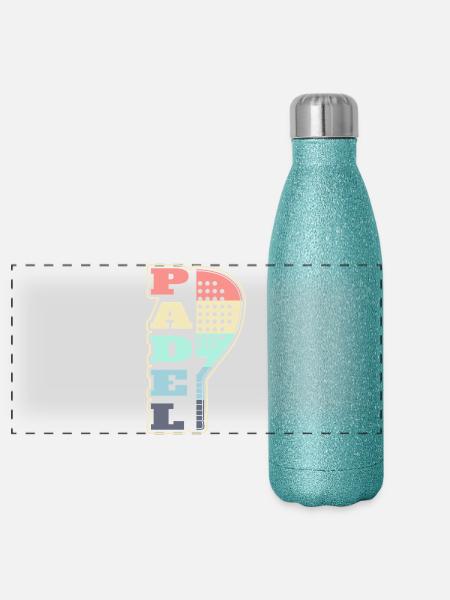 Lustiges Padel Racket - Panorama Glitzer Isolierflasche 500 ml - Blau Glitzer