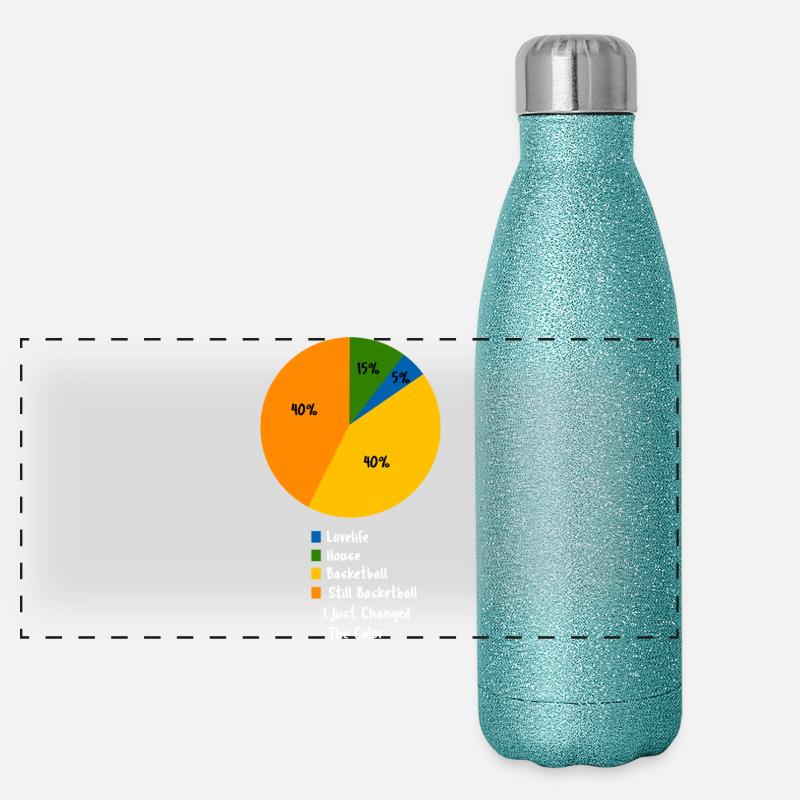 Funny Basketball Life Pie Chart Design Panoramic Glitter Thermal Bottle 500 ml