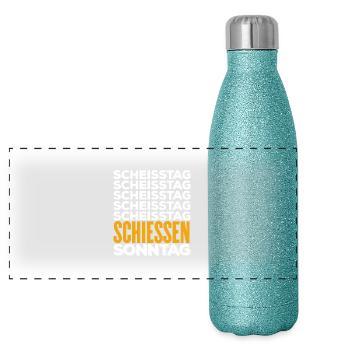 SCHIESSEN - Scheisstag - Panorama Glitzer Isolierflasche 500 ml - Blau Glitzer - Vorne