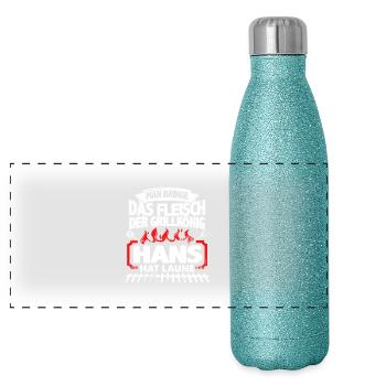 HANS - Grill - Panorama Glitzer Isolierflasche 500 ml - Blau Glitzer - Vorne