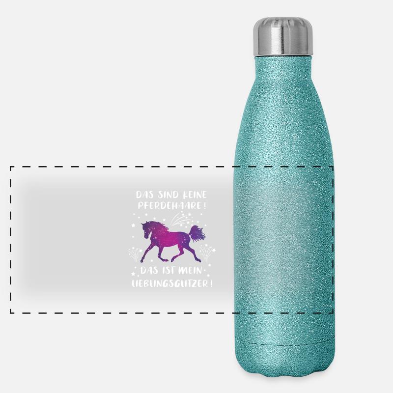 Pferdehaare Glitzer Lustiger Pferdespruch Geschenk Panorama Glitzer Isolierflasche 500 ml