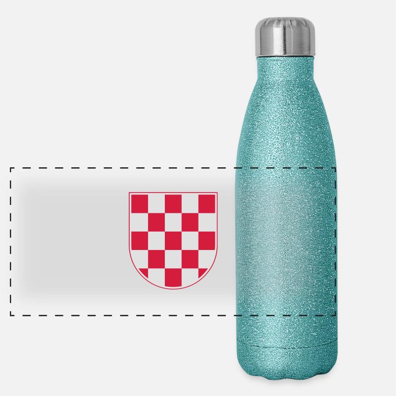 wappen_kroatien Panorama Glitzer Isolierflasche 500 ml