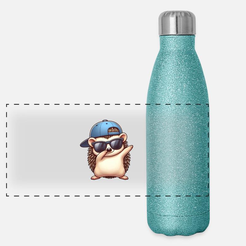 Hedgehog Cartoon Cool Dab Dabbing Baseball Cap Panoramic Glitter Thermal Bottle 500 ml