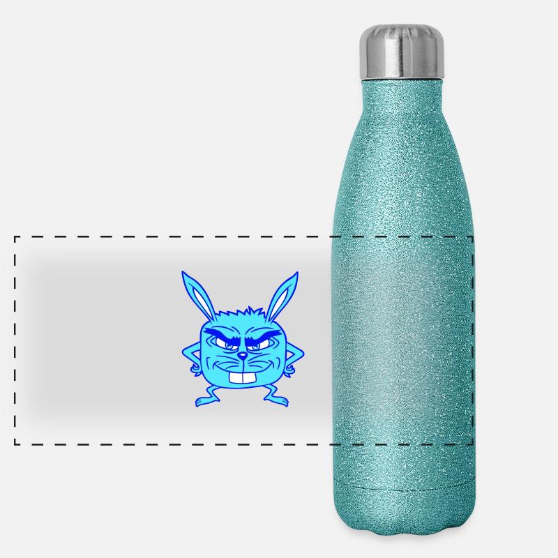 Hase Monster böser Blick Gefährlich Cool lächeln Panorama Glitzer Isolierflasche 500 ml