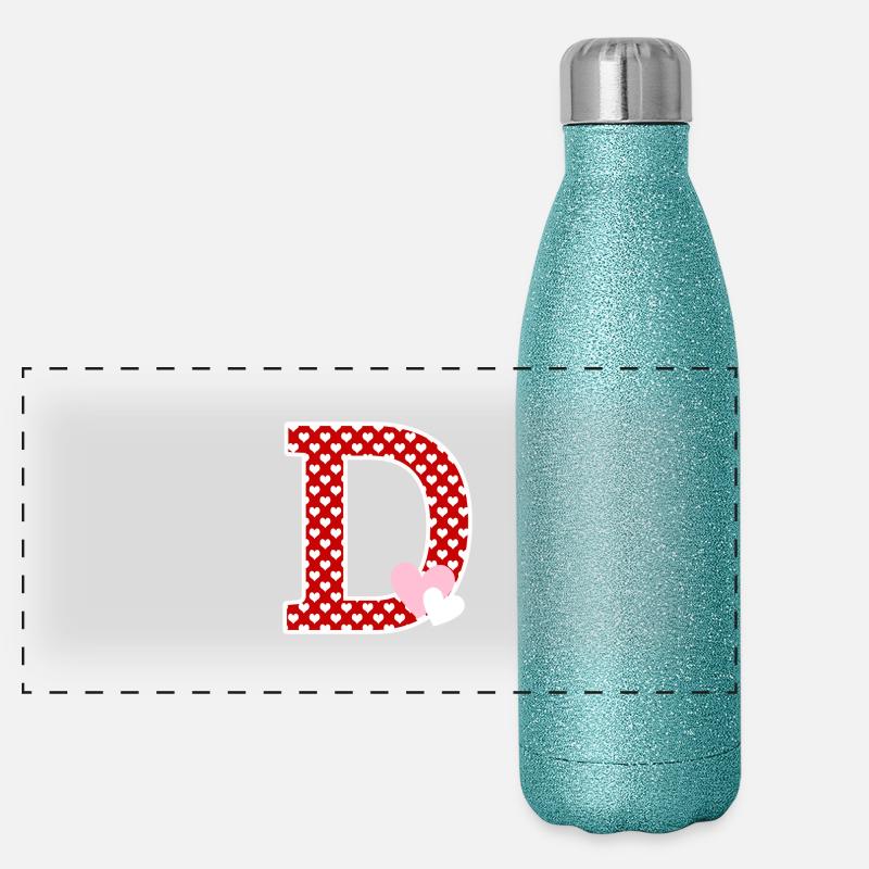 Buchstabe D Herz Panorama Glitzer Isolierflasche 500 ml
