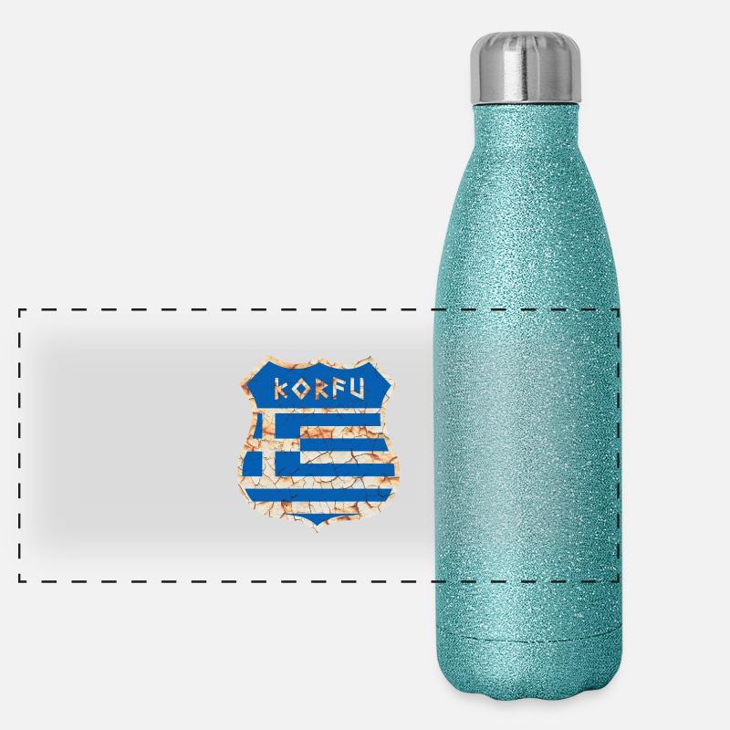 Korfu Panorama Glitzer Isolierflasche 500 ml