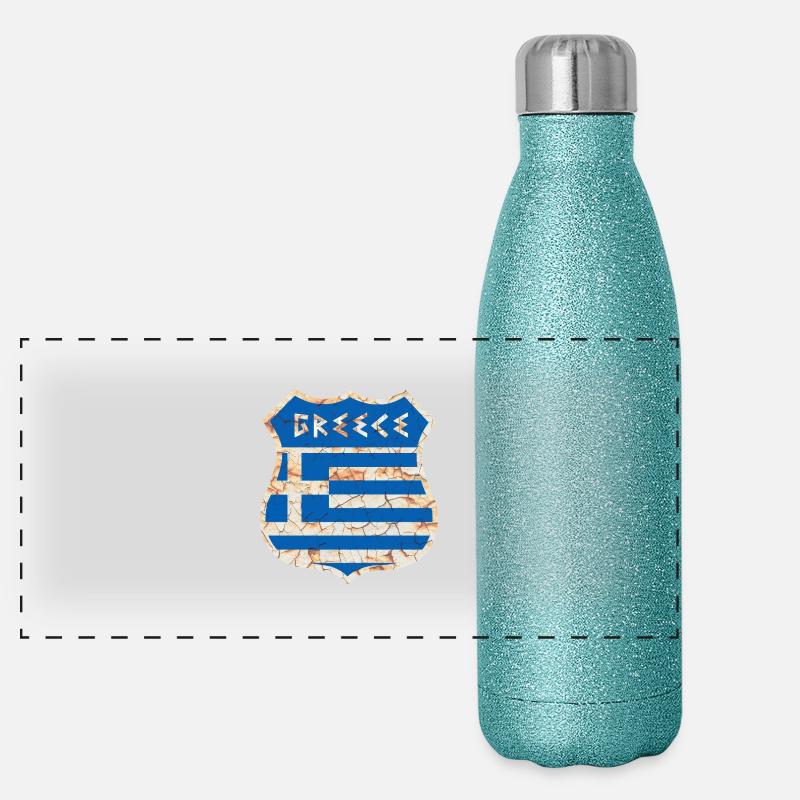 Greece Panoramic Glitter Thermal Bottle 500 ml