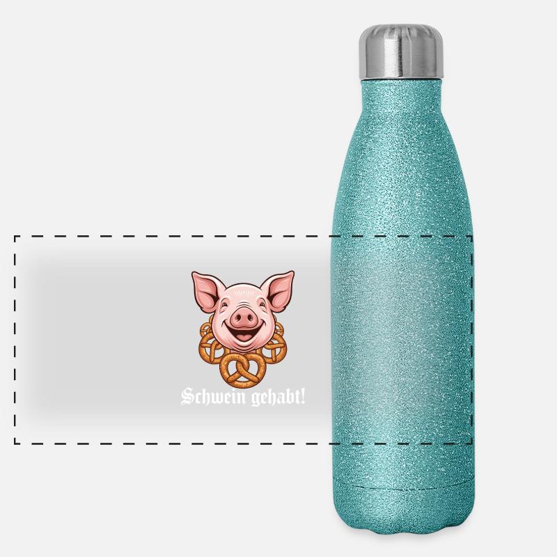 Schwein gehabt ! Panorama Glitzer Isolierflasche 500 ml