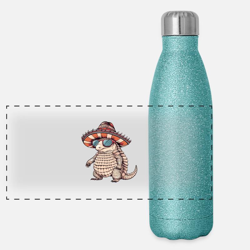 Armadillo Funny Sombrero Panoramic Glitter Thermal Bottle 500 ml