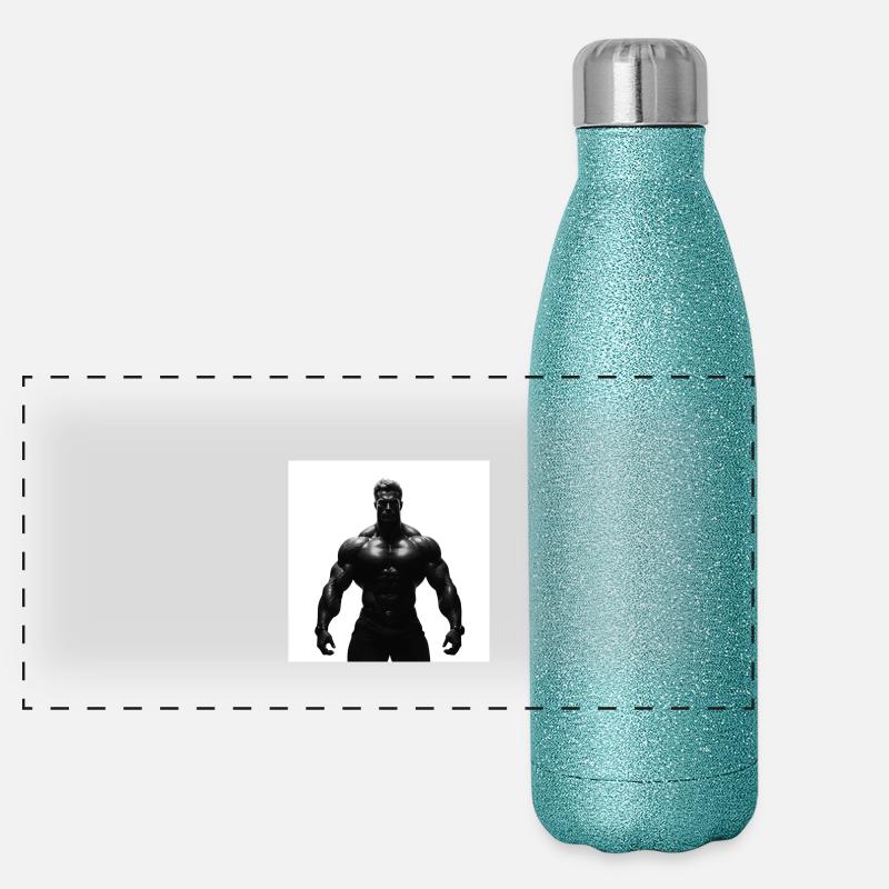 Bodybuilder - Panorama Glitzer Isolierflasche 500 ml - Blau Glitzer