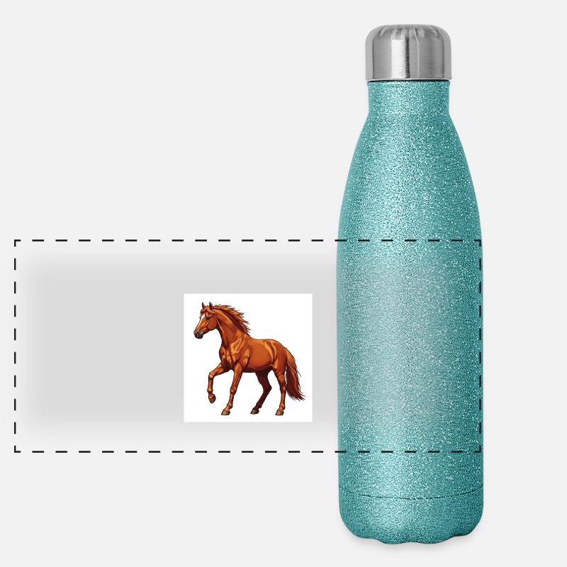 Das Pferd: Ein edles Tier Panorama Glitzer Isolierflasche 500 ml