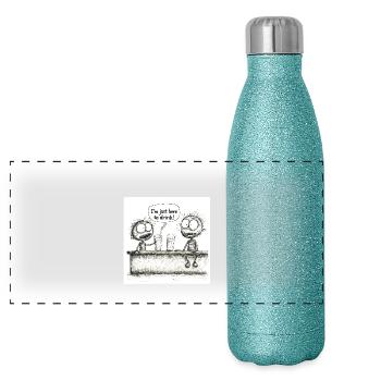 Je suis juste ici pour boire, je suis juste ici pour boire - Gourde isotherme panoramique pailletée 500 ml - paillettes bleues - Devant