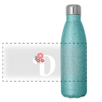 Lettre d fleurs minimalistes - Gourde isotherme panoramique pailletée 500 ml - paillettes bleues - Devant