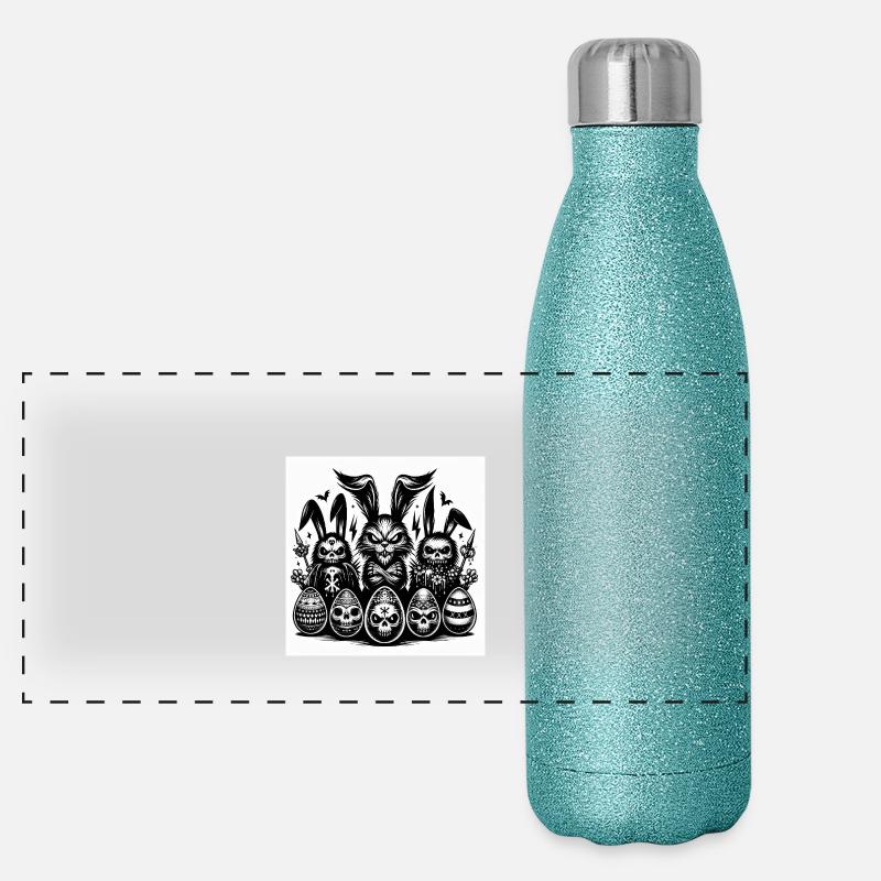 Ostern 5 - Panorama Glitzer Isolierflasche 500 ml - Blau Glitzer