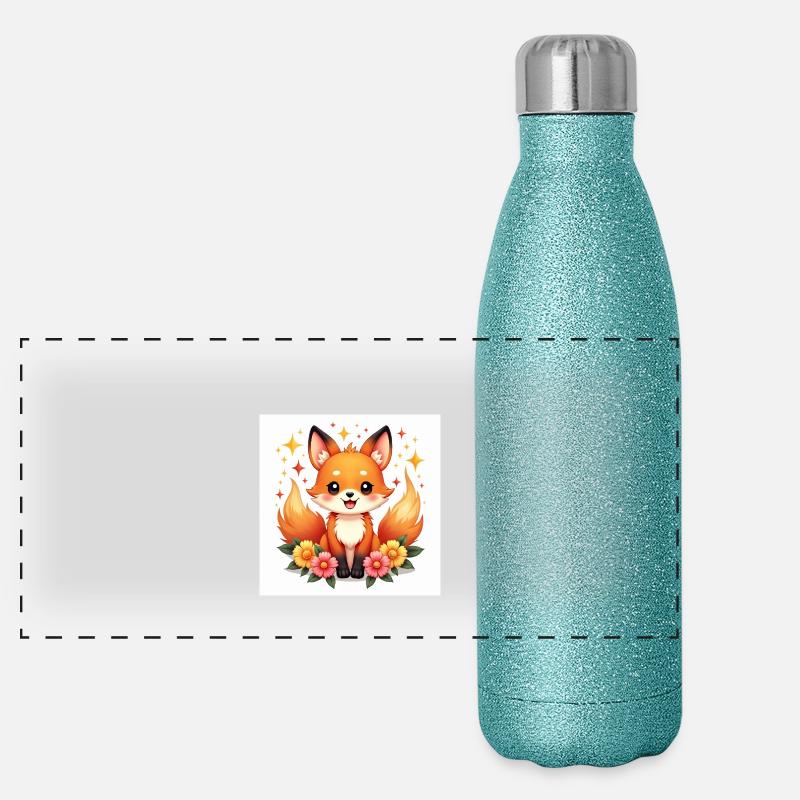 Magic Fox & Flowers Panoramic Glitter Thermal Bottle 500 ml