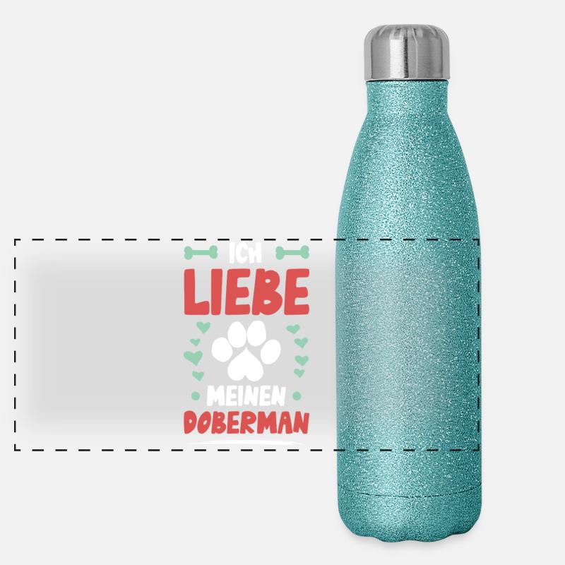 J’adore mon Doberman Gourde isotherme panoramique pailletée 500 ml