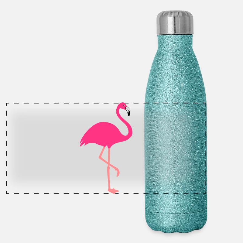 Flamingo - tierisches Design Panorama Glitzer Isolierflasche 500 ml