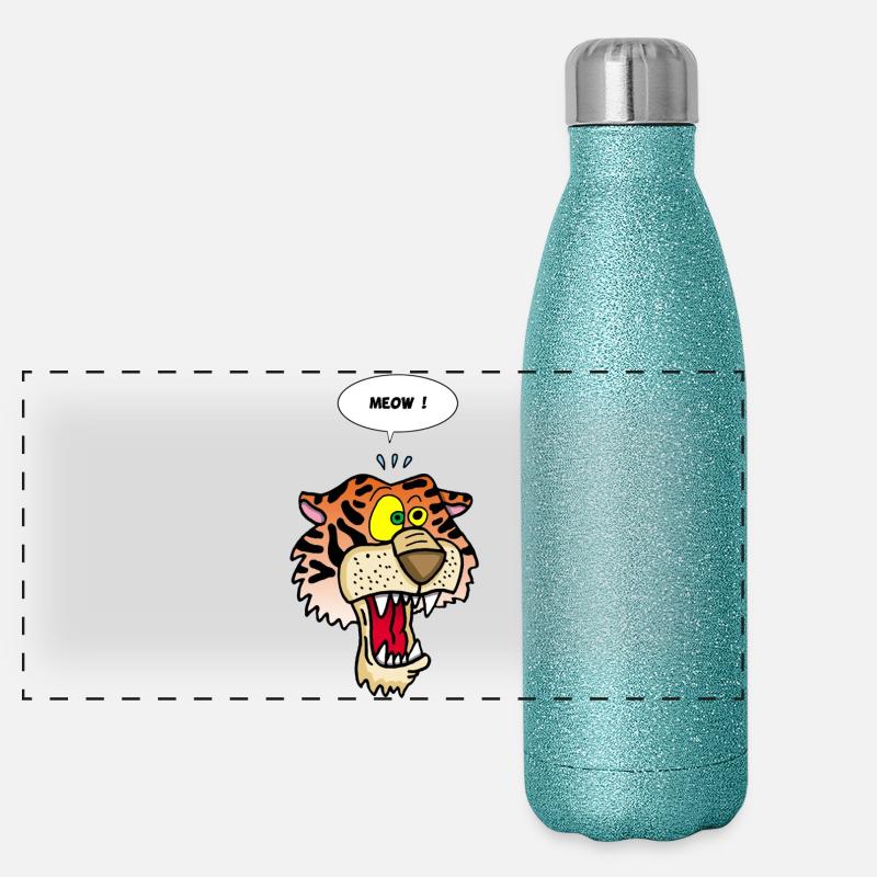 Tiger meowing Panoramic Glitter Thermal Bottle 500 ml
