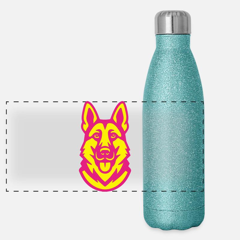 Schäferhund Pop-Art Panorama Glitzer Isolierflasche 500 ml