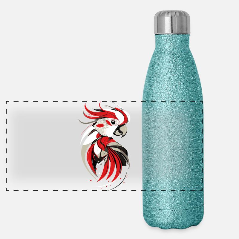 Perroquet Ara Perruche Cacatoès Amoureux des perroquets Gourde isotherme panoramique pailletée 500 ml